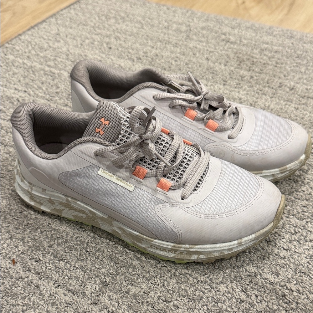 Under Armour Light Gray Sneakers with Peach Accents